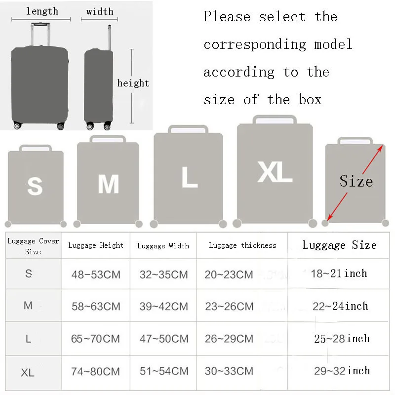 travel bag sizes in cm