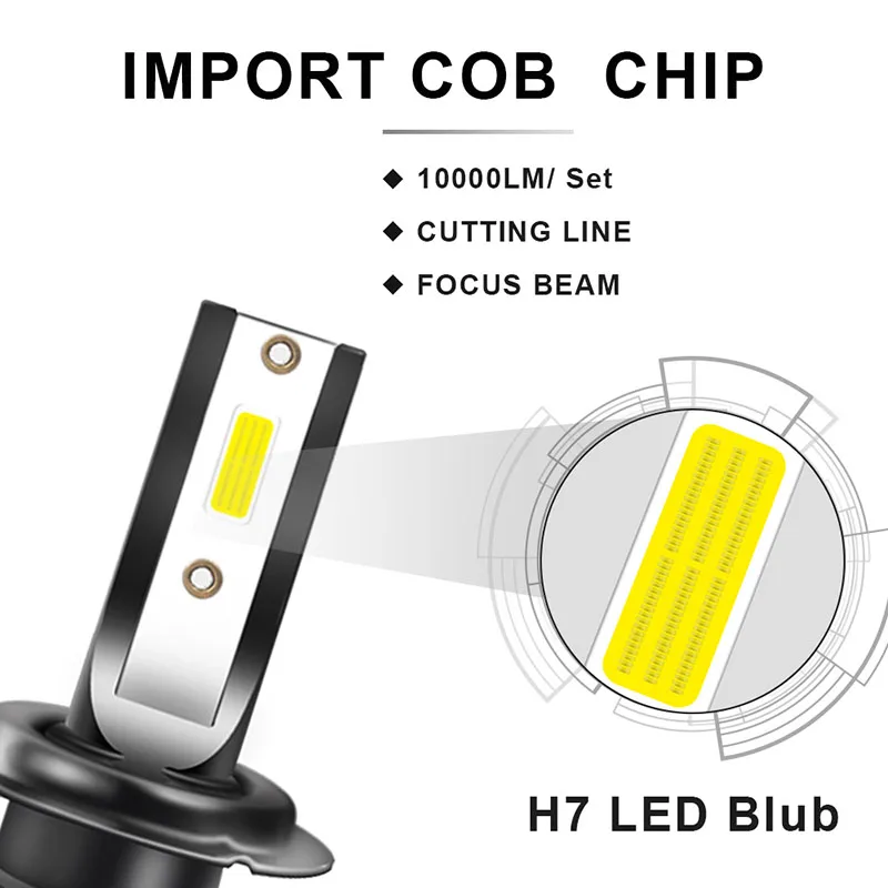 2 шт. H7 светодиодный головной светильник лампочка 10000LM 50 Вт Супер Мини H1 светодиодный H7 H8 H11 светодиодный автомобильный светильник s HB3 HB4 авто лампы 12v 24V светодиодный лампы туман светильник