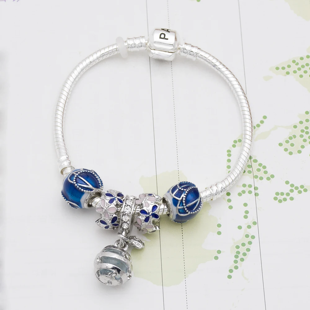 

Mingshang wholesale DIY Finished Charm Bracelet New design blue butterfly women Bracelet Birthday Gift