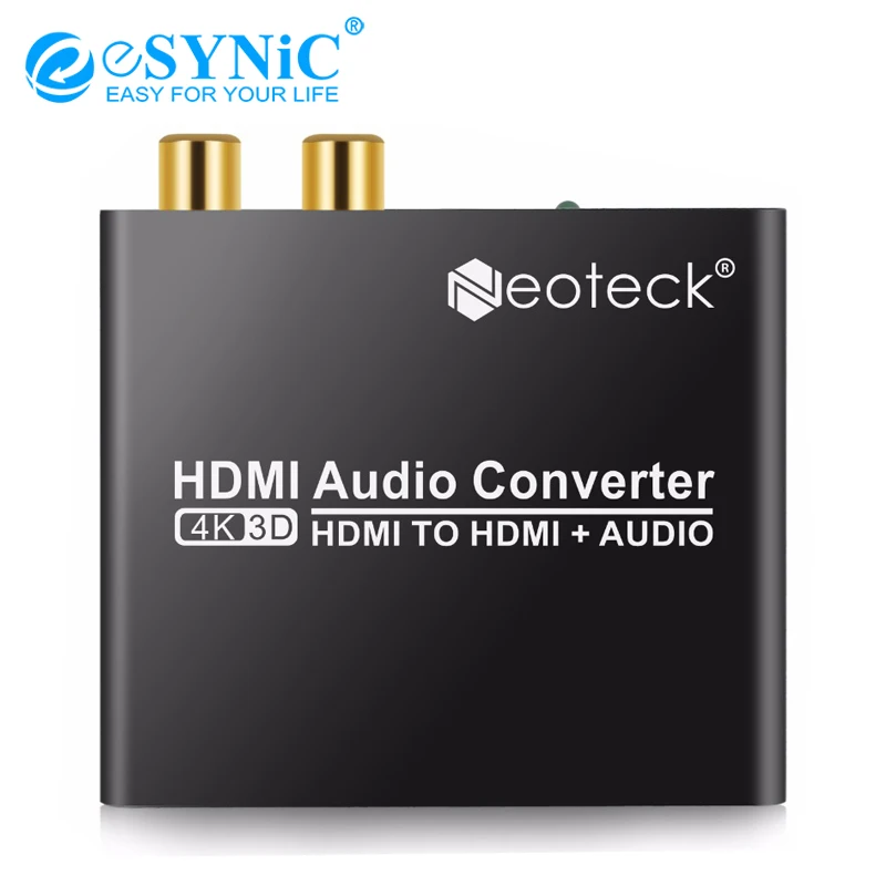 ESYNiC 1.4b HDMI к HDMI + аудио конвертер 4 K x 2 K 3D Видео Стерео SPDFI + L/R видео конвертер адаптер для ТВ PS3 DVD проигрыватель HD HDCP1.4 конвертер