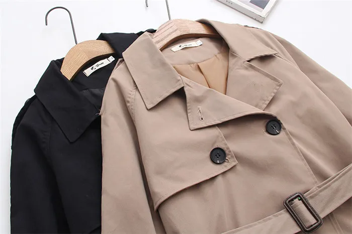 Spring Autumn Large size Trench Coat Women Belt Slim Cotton Windbreaker Female Loose Double-breasted Trench 4XL Fashion G16