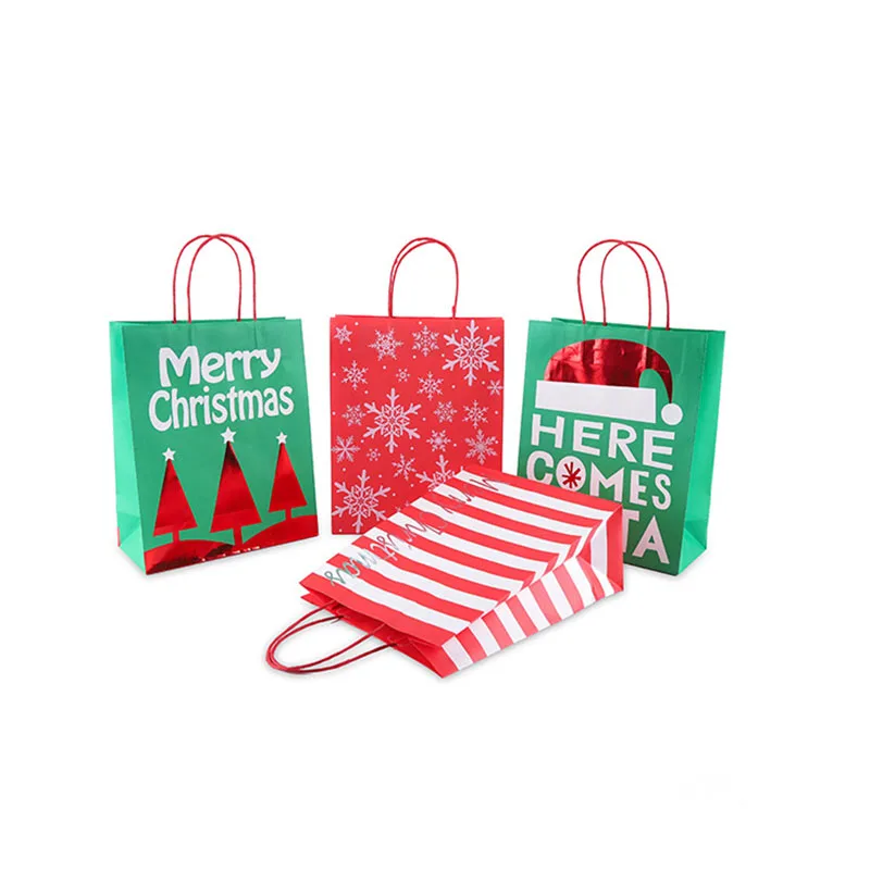 

Christmas Decoration Kraft Paper Snow Hat Gift Bag New Year Friends Paper Tote Gift Bags