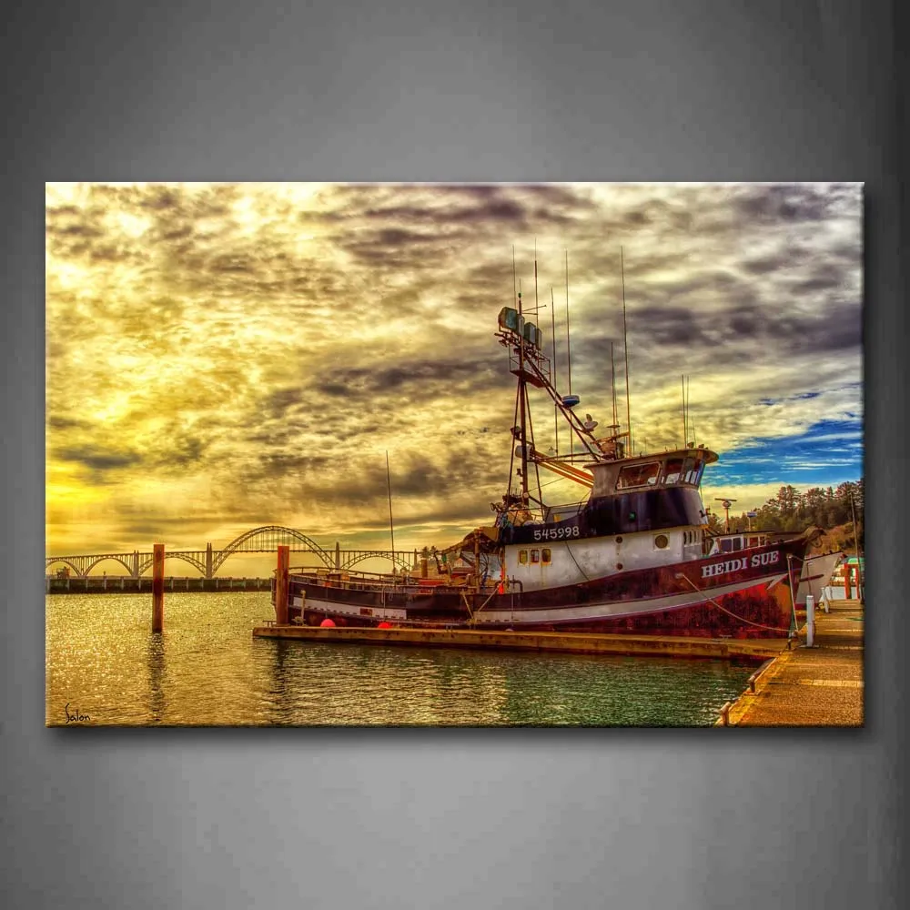 

Unframed Wall Art Pictures Ship Sea Bridge Canvas Print Modern Car Posters Without Frames For Home Living Room Decor