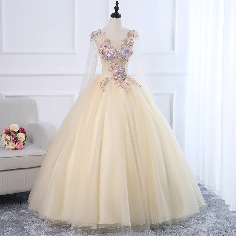 Роскошное платье цвета шампанского расшитое бисером Quinceanera с открытой спиной 16