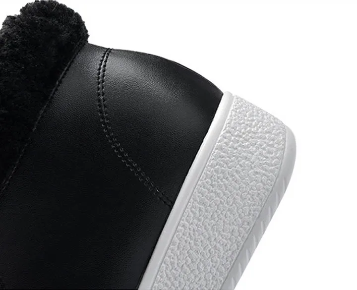 Fashion Short Snow Boots Girls With 3cm Platform Black Brown Warm Fur Winter Ankle Boots For Women Lace Up Med Heels Shoes Woman (14)