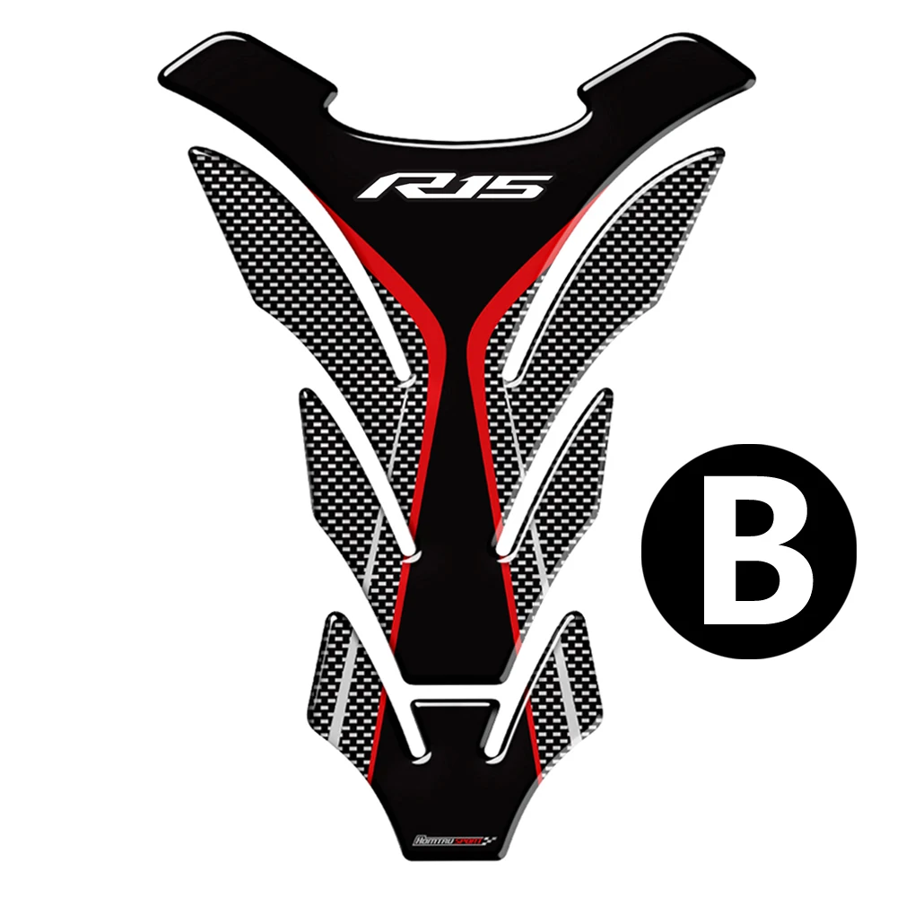B 3D Мотоцикл Танк Pad Защитная Наклейка Наклейки Чехол для Yamaha R15 YZF-R15 танк - Цвет: B