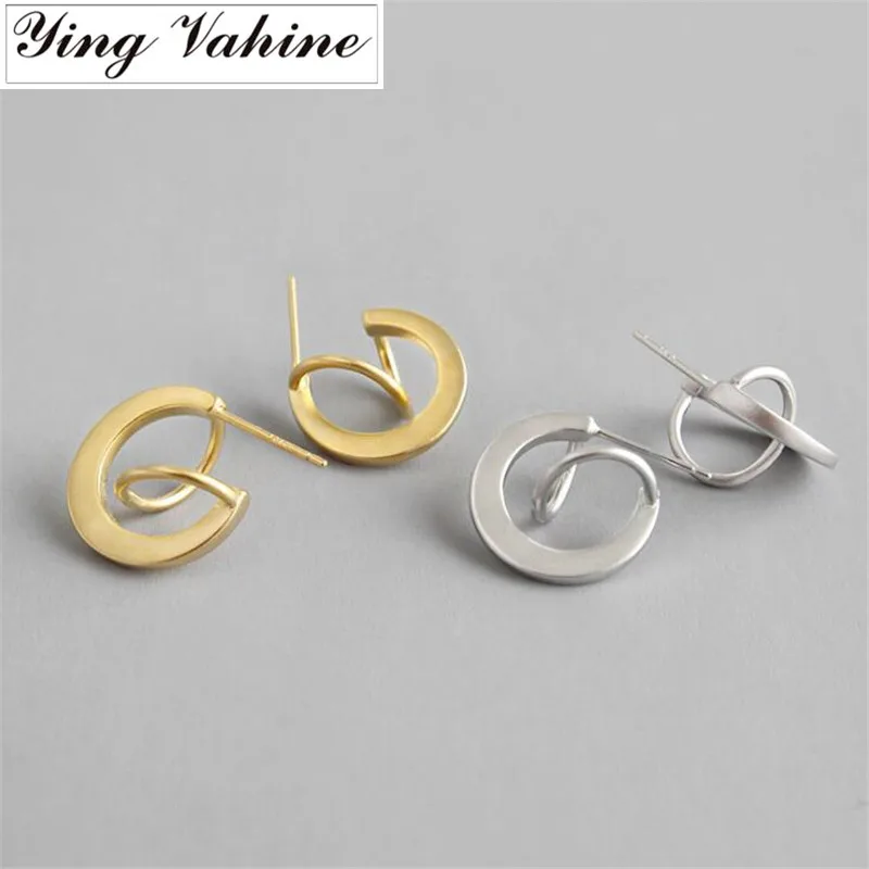 

ying Vahine Women's Earrings 925 Sterling Silver Matt Geometric Half Circle Stud Earrings for Women brincos