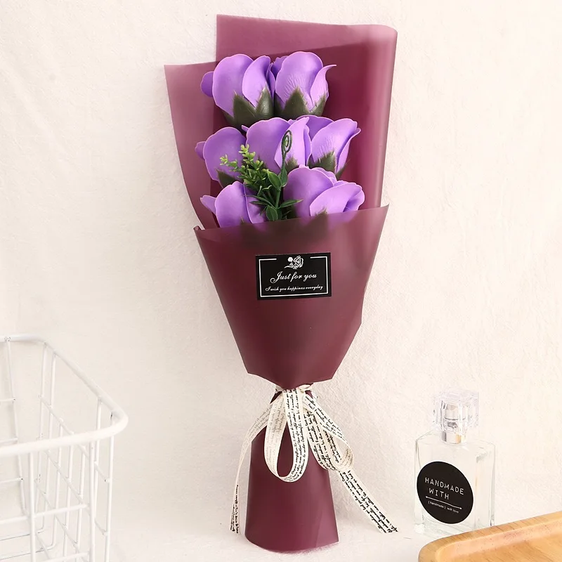 Flone Artificial 7 Heads Rose Soap flower Fake Flowers Mother's Day Valentine's Day Qixi Festival Gift Gift box Home Decoration (31)