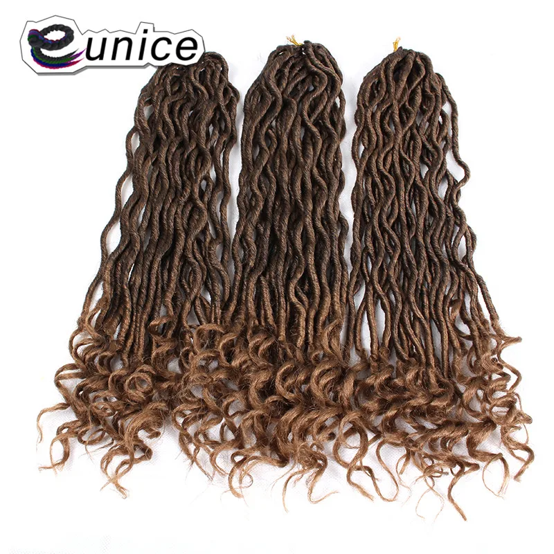 20 дюймов Faux locs Curly End вязание крючком оплетка Омбрэ шиньон с волокном синтетические пучки волос Eunice Продукты для волос