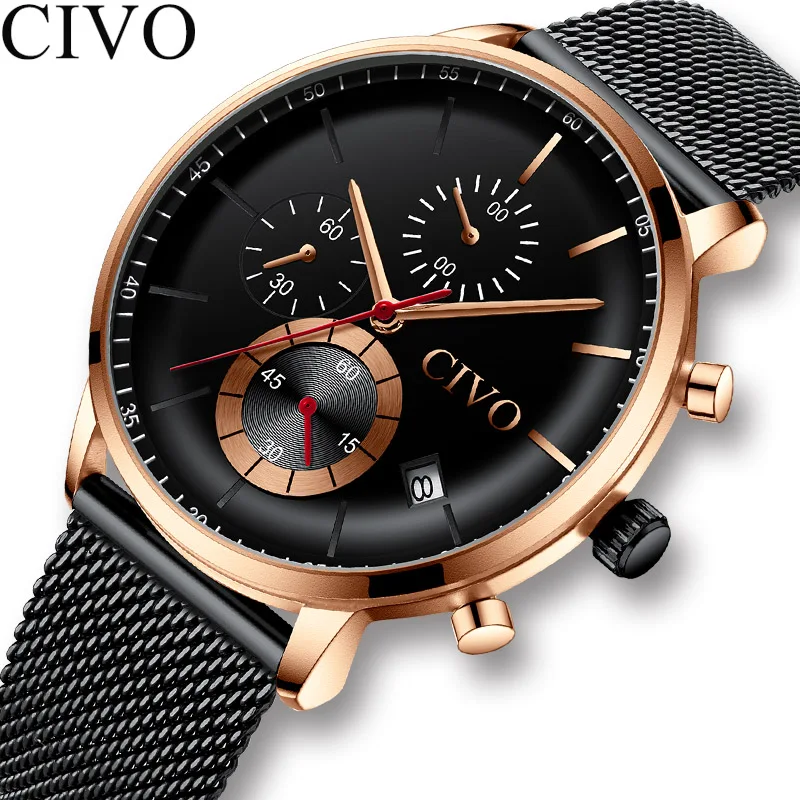 

Relogio Masculino CIVO Sport Military Quartz Wrist Watches Mens Waterproof Chronograph Watches Top Brand Luxury Erkek Kol Saati