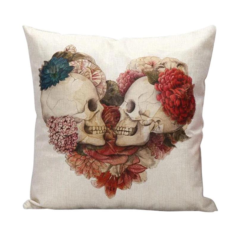 Stylish Skulls Cushion Cover Cotton Linen Throw Pillows