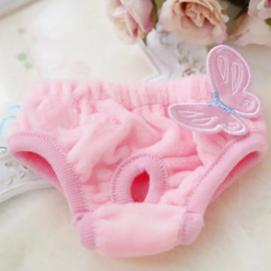 

3 Colors Cute Soft Butterfly Dog Physiological Pants Velvet Breathable Pet Underwear Pants Hondenmand Dog Clothes