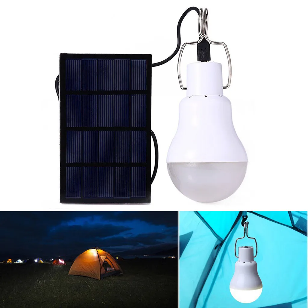 

15W Portable Solar Panel Power LED Bulb Lamp Outdoor Camp Tent Fishing Light 5V High Capacity Battery 5000hrs Ball Bulbs Light