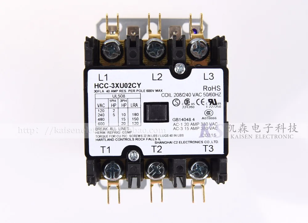 

Free Shipping Supply 208V-240V 30A HCC-3XU02CY 50HZ/60HZ American three-phase AC contactor