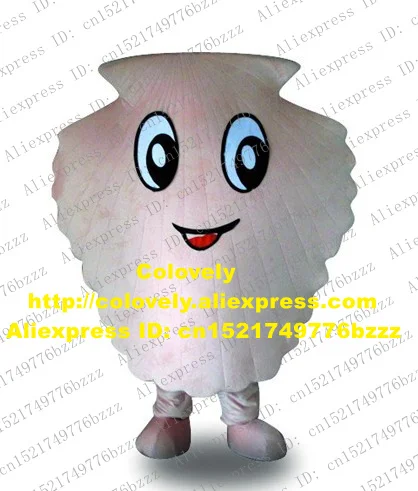 Холодный белый розовый костюм-талисман с фестонами Mascotte Pectinid Fan Sea Shell Pettine Cowry