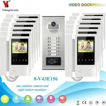 

YobangSecurity Video Intercom 4.3 Inch Video Door Phone Doorbell Camera Monitor System RFID Access Control For 12 Unit Apartment