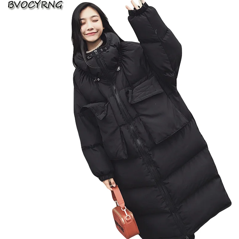 

New Korea Women Long Bread service Fashion Loose Parka women Winter Coats Female High Quality Down Cotton Thicker Jacket A0810