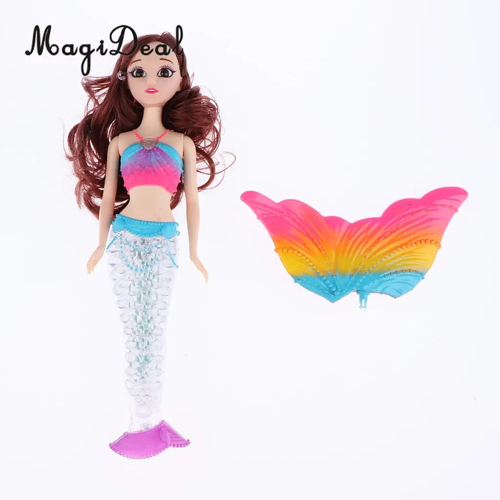 Fashion Princess Doll Long Curly Hair Mermaid Model With Rainbow LED Tail For   Children Birthday Gift
