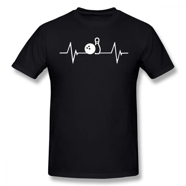 Best Offers Bowling Heartbeat Love T Shirt 100% Cotton Tee Shirt Male Graphic Streetwear For Boy Camiseta