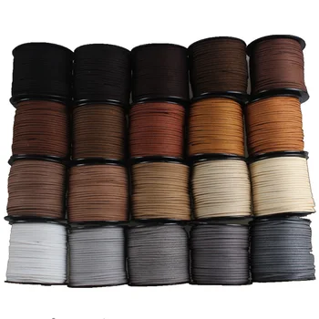 

Black White Brown 100 Meters 3mm Flat Faux Suede Velvet Korean Leather Cord String Rope String Lace Jewelry Finding for DIY Chok