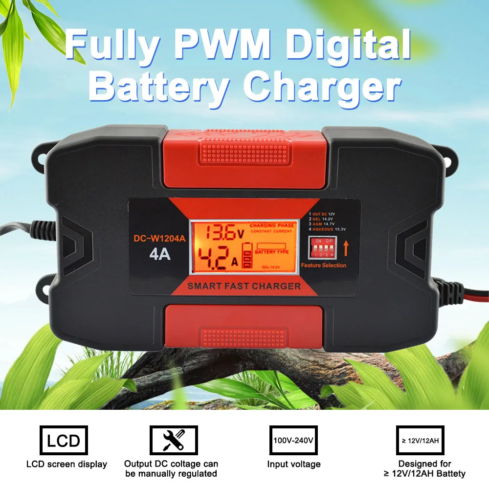 8A 12V//24V Autom/ático Inteligente 3-Stage Cargador con Pantalla LCD KKmoon Cargador de Bater/ía Coche