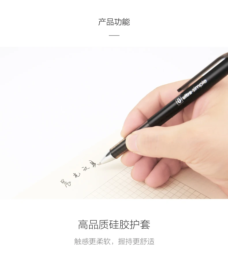 Гелевая ручка щелчкового типа, черная белая пластиковая ручка 0,38 мм, черные чернила, гладкие канцелярские принадлежности, 2 шт./партия, 2 шт