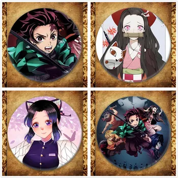 

Japanese Anime Demon Slayer: Kimetsu no Yaiba Display Badge Fashion Cartoon Figure Enmu Brooches Pin Jewelry Accessories