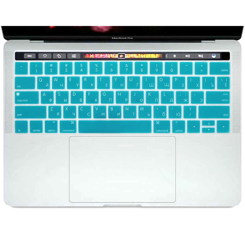 Американский русский язык для MacBook Pro 13 15 TouchBar A1989 A1990 и A1706 A1707 силиконовый чехол для клавиатуры - Цвет: lakeblue