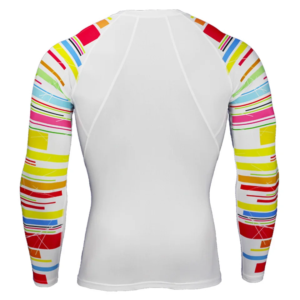 3D печатных футболка компрессионные колготки Мужская рубашка для пробежек дышащий с длинным рукавом Спорт Рашгард тренажерный зал велосипедная одежда