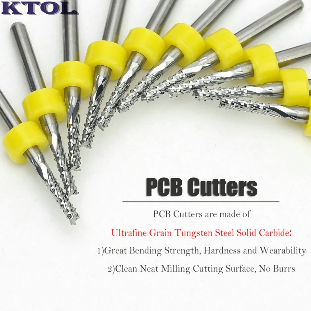 2.4mm CNC PCB Carbide Milling Cutter Tools Router Bits Set on Circuit