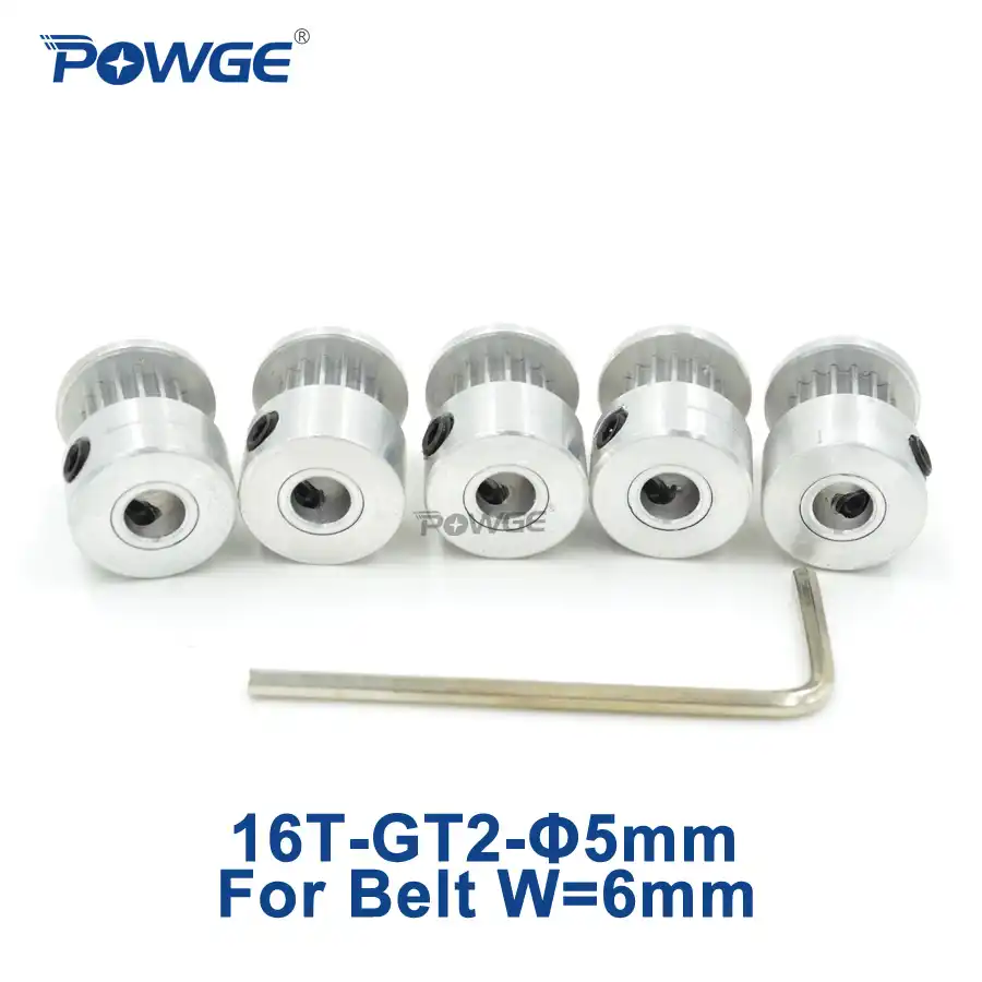 POWGE 5 шт. 16 зубьев 2GT 2 м 2MGT синхронный шкив диаметр 5 мм для резины GT2 открытый ремень Ширина 6 мм Малый люфт 16 зубьев 16 т - изображение