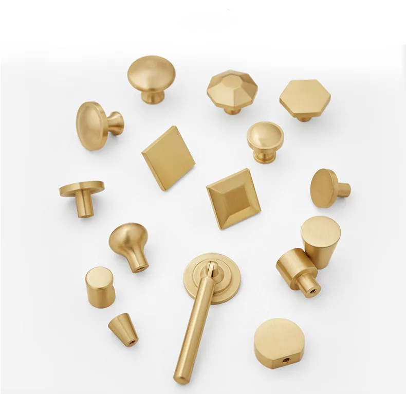 

Nordic style modern single hole gold Brass Cabinet Knobs Brushed Cabinet Handles Drawer Pull Hardwidth Cabinet Door Handles ...