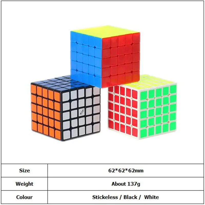 Cubos de Competição Qiyi Mofangge Wushuang Cubo Mágico Velocidade Quebra-cabeça 5x5 Brinquedos Wca Championsh Quadrado Plástico Preto Strickerless 5x5x5 2 Cubos mágicos