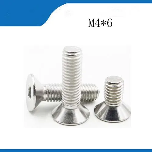 

Free shipping 50 pcs M4*6 316 Stainless Steel Countersunk Flat Hex Hexagon Head Allen Screws Bolt DIN7991stainless nails,bolts