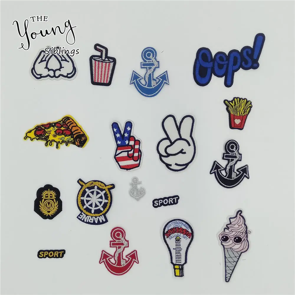 

High quality Hot melt adhesive Patch Applique Embroidery DIY Sewing Badges Iron on patch Decoration Clothing Accessory C386-C414