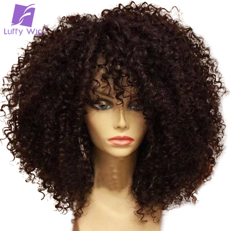 

Luffy Kinky Curly 13x6 Deep Part Pre Plucked Lace Front Wig With Baby Hair Brazilian Human Hair Wigs 130 denisty Remy
