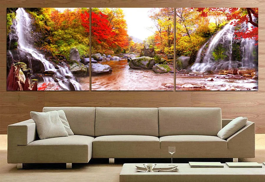 

Framed art Printed Pictures waterfall Painting Group Painting Room Decor Print Poster Picture Canvas wall art F/1068