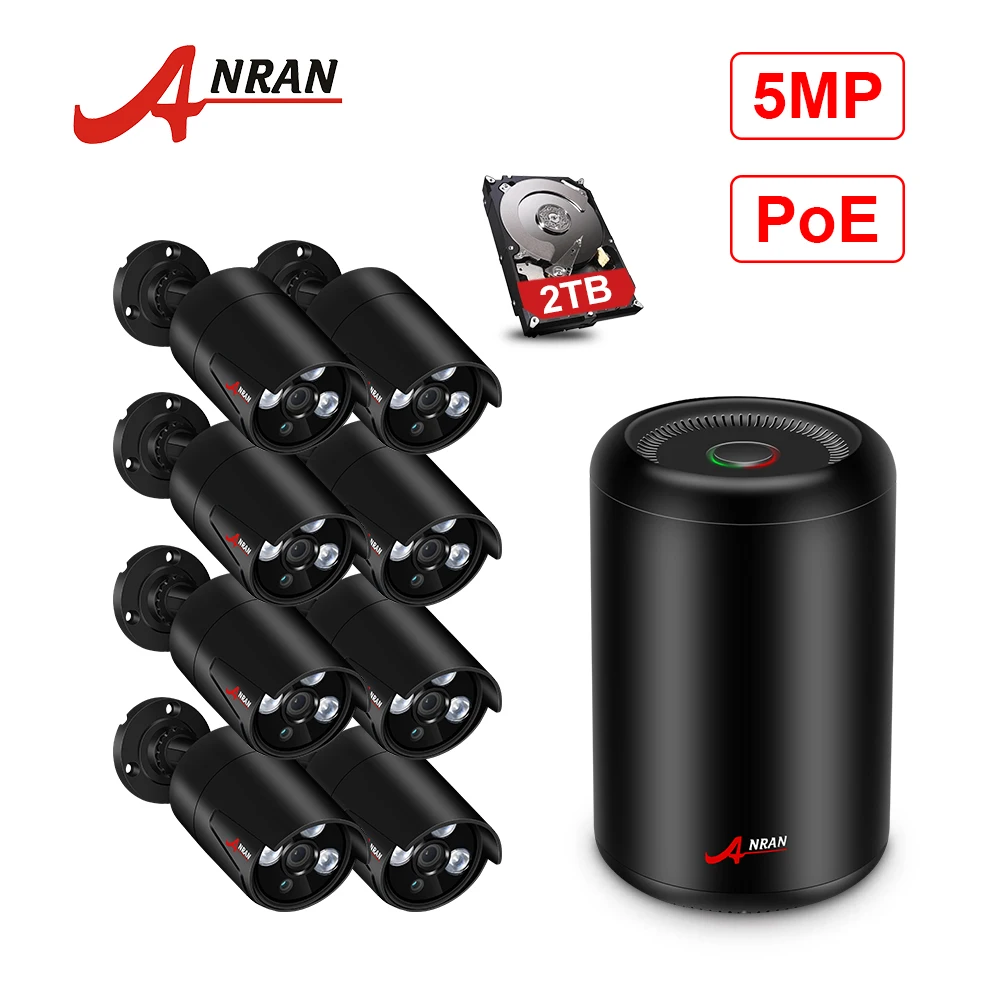 ANRAN CCTV Camera System POE 8CH H 265 NVR 5MP Night Vision Video Surveillance HD IP