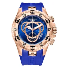 Reef Tiger/RT Top Brand Luxury Sport Watch for Men Rose Gold Blue Watch Rubber Strap Fashion Watches Reloj Hombre 2019 RGA303-2 reef tiger rt casual couple watches for men rose gold tone analog quartz watch rga820