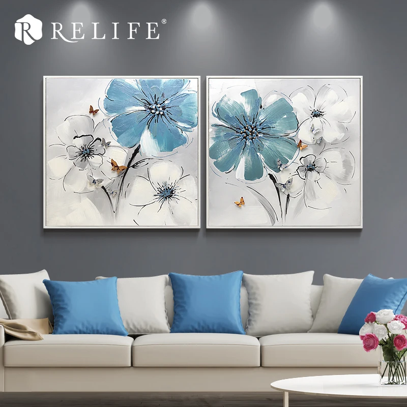 

Square Decorative Room Wall Pictures Flower Acrylic Framed Wall Panels for Bedroom