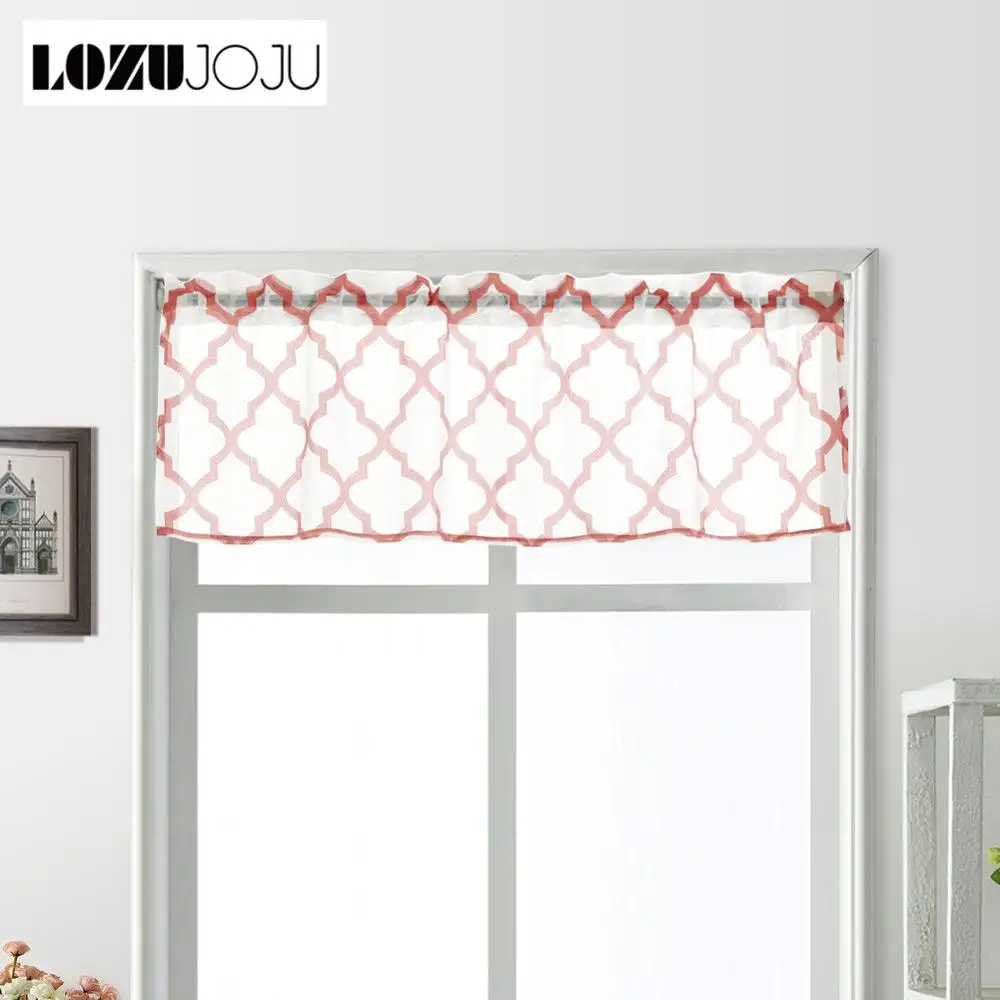 LOZUJOJU 1 шт клетчатая жаккардовая короткая капля тюль занавес Valance простая