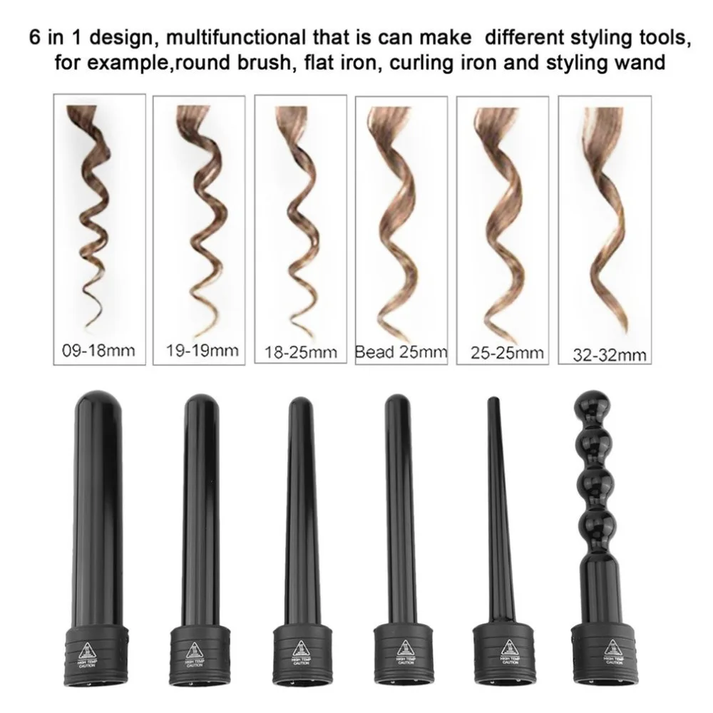 

6-in-1 Professional Hair Curler Electric Hair Straightener Ceramic Curling Iron Instant Heating Up Hair Care Hair Styling Tool