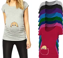 Free Shipping European American Style Plus Size Women Apparel Funny Baby Printed Pregnant T-shirt Creative Maternity Clothes