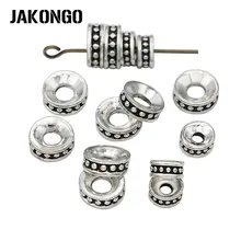 Jakongo 40 pçs antigo prata chapeado redondo espaçador contas para fazer jóias pulseira solta contas diy acessórios artesanais
