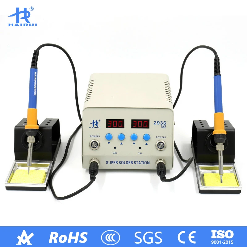 

HAIRUI 2936 150W Digital Dual Rework Temperature Controlled Soldering Iron Station