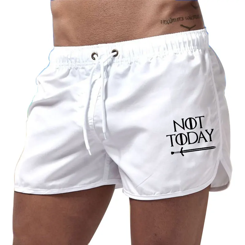 New Summer Men Sports Short Pants Not Today Printed Casual Running Pants Beach Shorts Mens Fintess Shorts