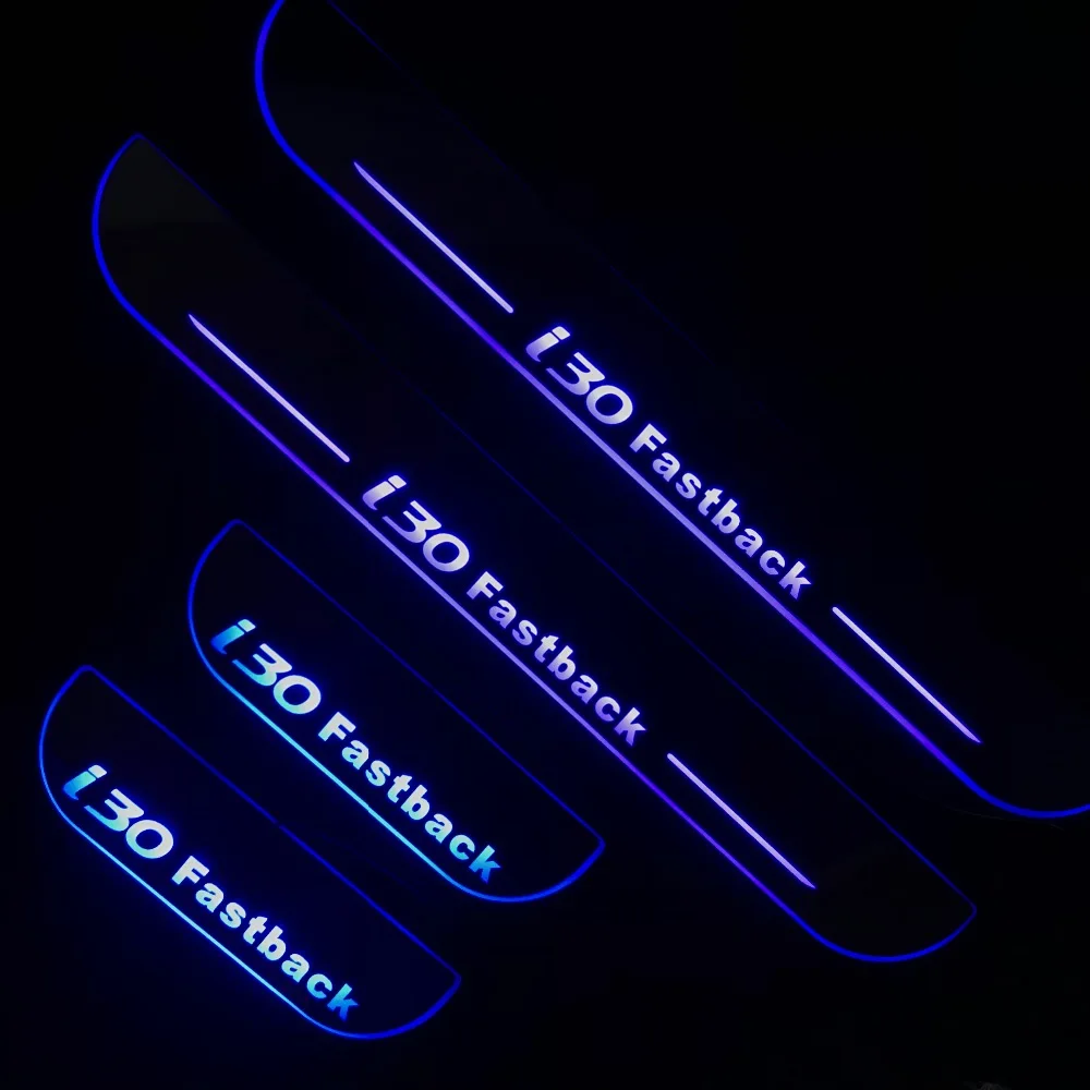 RQXR светодиодные движущиеся двери scuff для hyundai i30 динамические порога плиты плоские накладки наложения течет/еще светильник, 2 шт