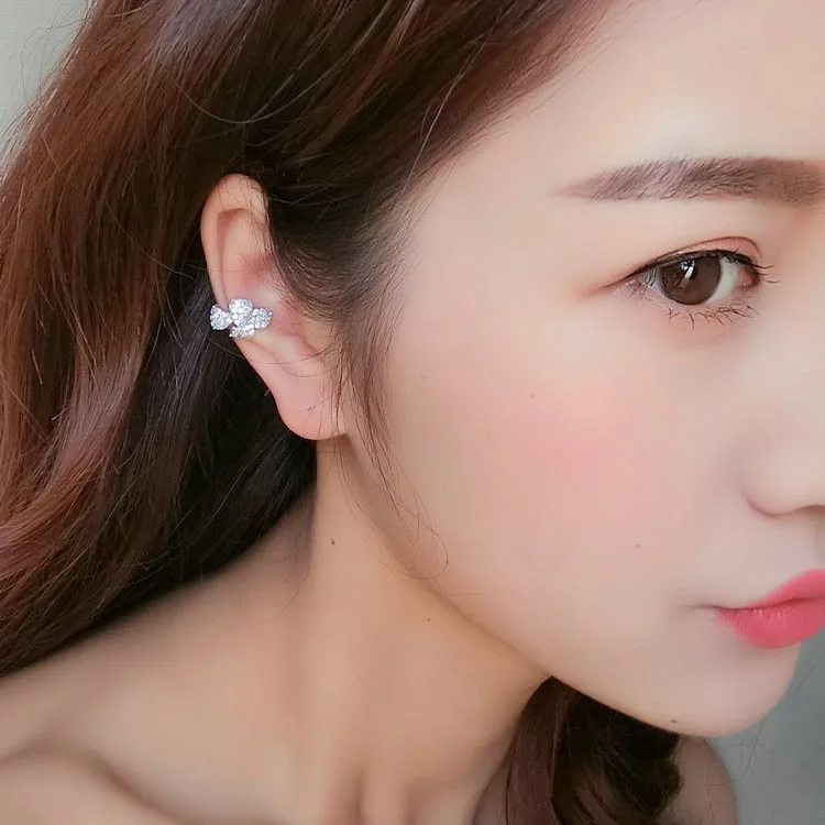 Серьги клипсы женские маленькие с фианитом на хрящевую ткань|clip earrings|ear cuff earringsear |