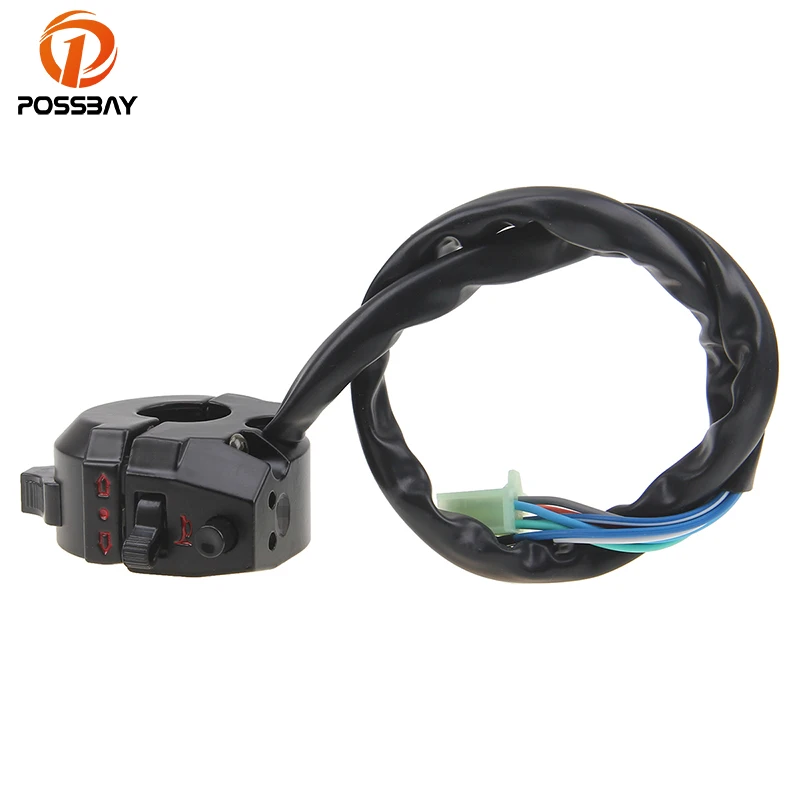 POSSBAY Universal Motorcycle Handlebar Switch Gear On Off Road Horn
