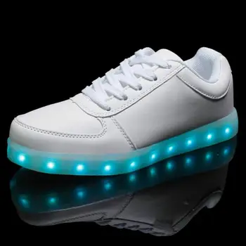 

size 31-45 Child and adult men women LED Luminous shoes black white boy girls USB charging shoes casual kids sport glowing shoes